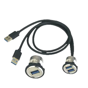 工图GK22mm安装法兰USB23.0面板式带电线延长工业用防水CE认证