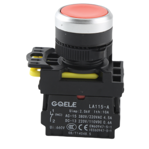 高桥GQELE/22mm防水自锁自复位平头钮按钮一常开闭AL115-A5-11红