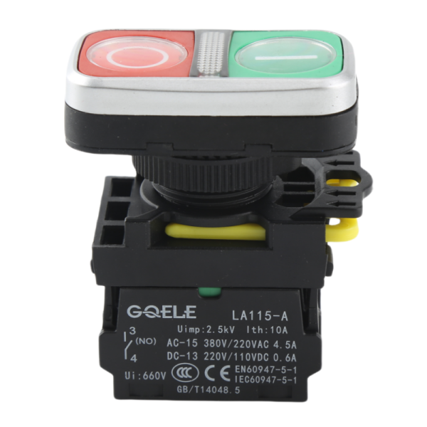 高桥GQELE22mm防水带灯自锁复位双位键按钮一常开闭LA115-A511RD