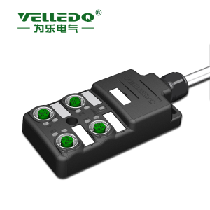 为乐电气VELLEDQ M12带线4口分线盒分配器PNP NPNM12-A3-4K4P-3.0PVC