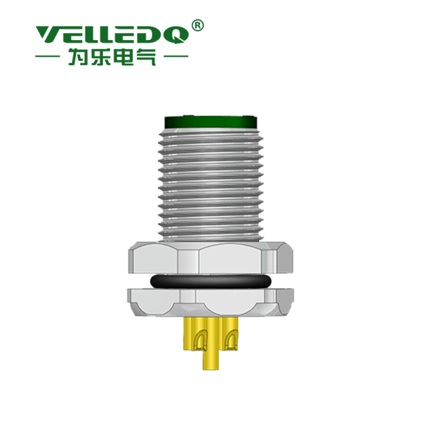 为乐电气VELLEDQ M12法兰连接器FLQ FLH 板前板后 3芯4芯5芯6芯 公母带线定制 - 图片 4