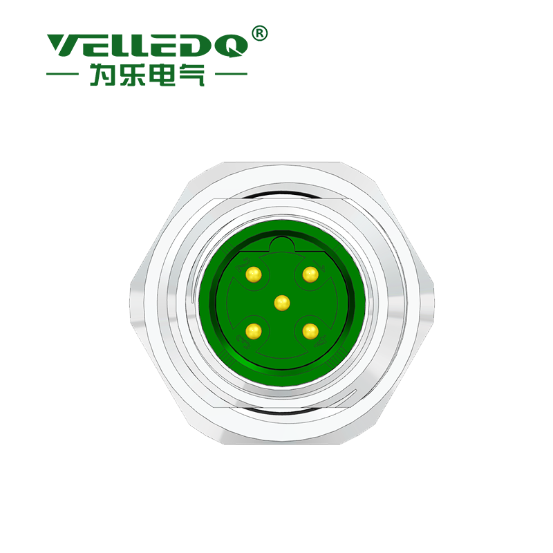 为乐电气VELLEDQ M12法兰连接器FLQ FLH 板前板后 3芯4芯5芯6芯 公母带线定制 - 图片 2