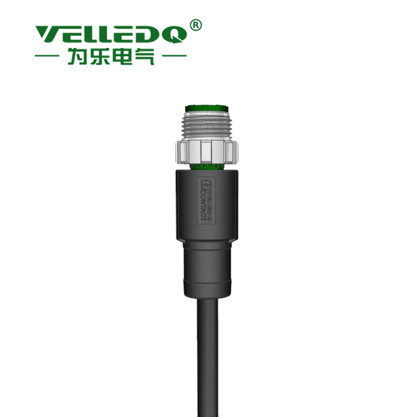 为乐电气VELLEDQ 预铸线束连接器单端双端直头弯头Y型M12-M04T-3.0PVC - 图片 3