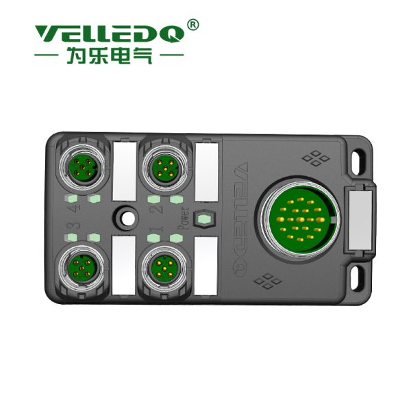 为乐电气VELLEDQ M12带插头4口分线盒分配器PNP NPNM12-A3-4K4P-M23 - 图片 2
