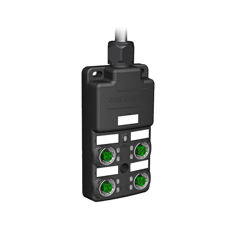 为乐电气VELLEDQ M12带线4口分线盒分配器PNP NPNM12-A3-4K4P-3.0PVC - 图片 4