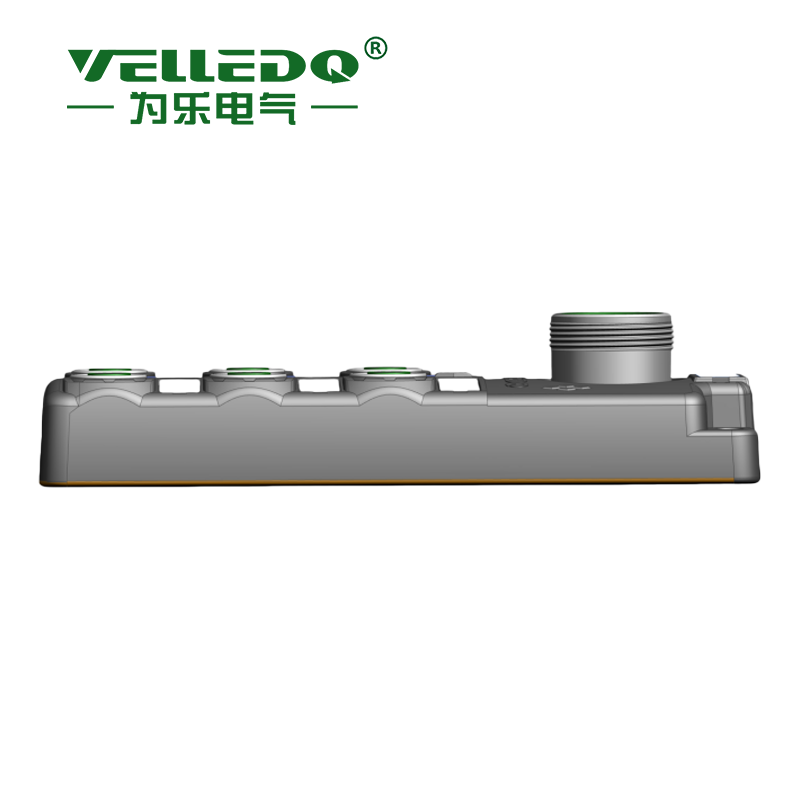 为乐电气VELLEDQ M12带插头M23 6口分线盒分配器PNP NPNM12-A3-6K4P-M23 - 图片 2