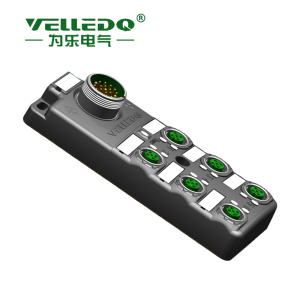 为乐电气VELLEDQ M12带插头M23 6口分线盒分配器PNP NPNM12-A3-6K4P-M23