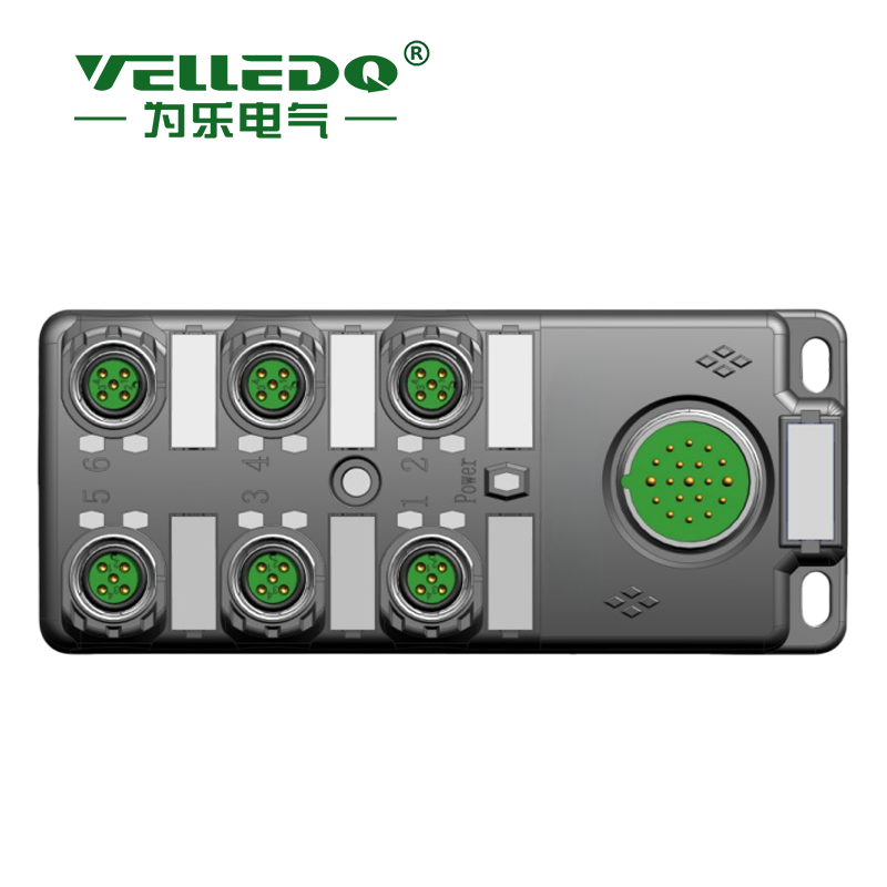 为乐电气VELLEDQ M12带插头M23 6口分线盒分配器PNP NPNM12-A3-6K4P-M23 - 图片 4