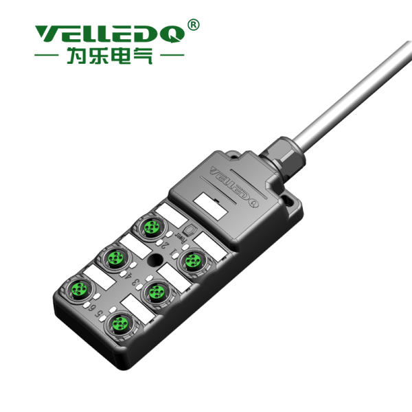 为乐电气VELLEDQ M12带线6口分线盒分配器PNP NPNM12-A3-6K4P-3.0PVC - 图片 4