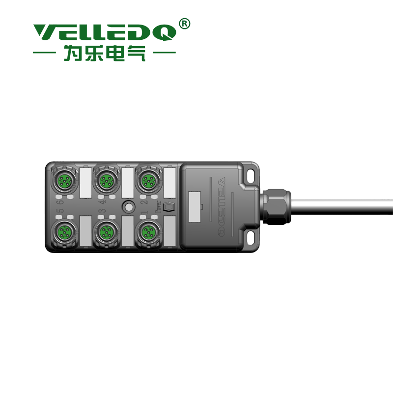 为乐电气VELLEDQ M12带线6口分线盒分配器PNP NPNM12-A3-6K4P-3.0PVC - 图片 3