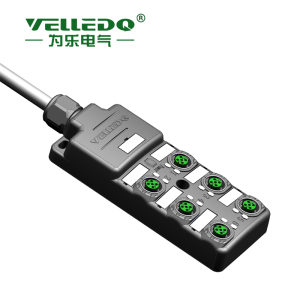 为乐电气VELLEDQ M12带线6口分线盒分配器PNP NPNM12-A3-6K4P-3.0PVC