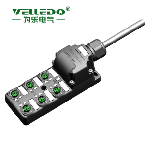 为乐电气VELLEDQ M12带端子排M23 6口分线盒分配器PNP NPNM12-A3-6K4P-DZP