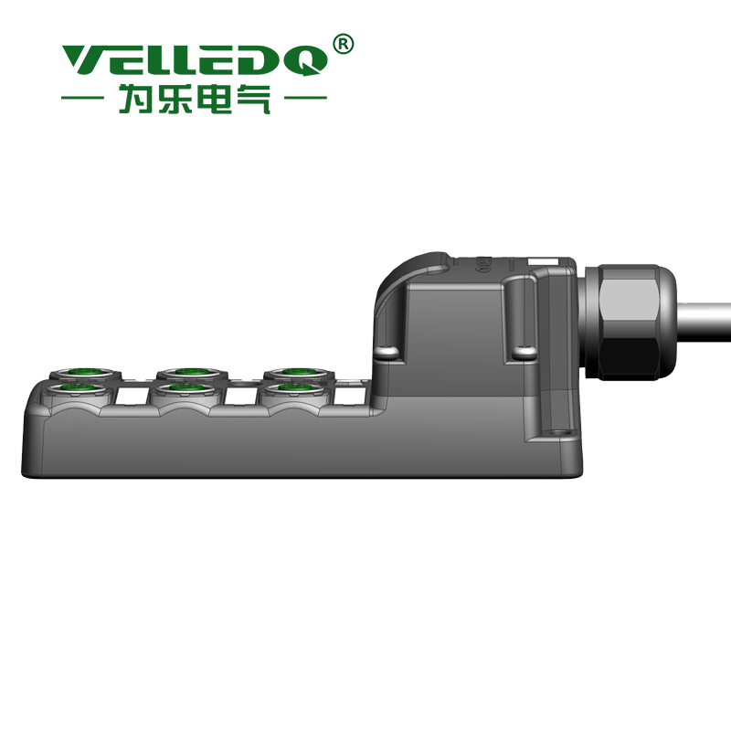 为乐电气VELLEDQ M12带端子排M23 6口分线盒分配器PNP NPNM12-A3-6K4P-DZP - 图片 3