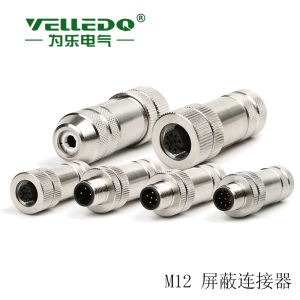 为乐电气VELLEDQ 现场安装连接器带屏蔽M12P-M04T